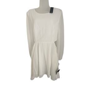 Lulu’s White Garden Bliss Long Sleeve Cutout Mini Dress XL Cocktail Bridal Party